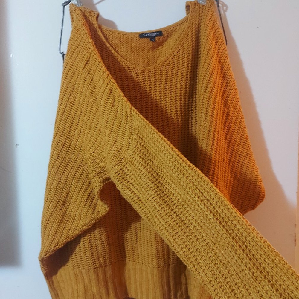 Orange Knitted XL Sweater with Hood